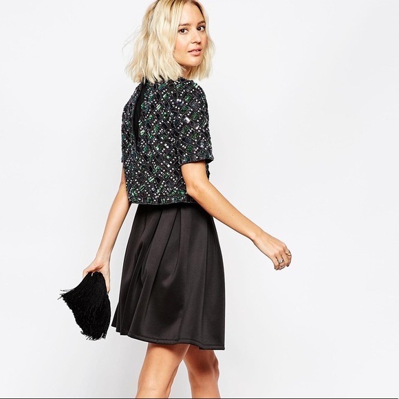 ASOS Candy Embellished T-Shirt Scuba Skater Dress - Picture 3 of 7